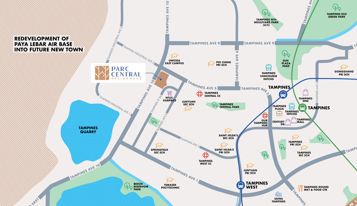 Parc Central Residences EC, Executive Condo in Tampines (D18) 3 Parc Central Location Map