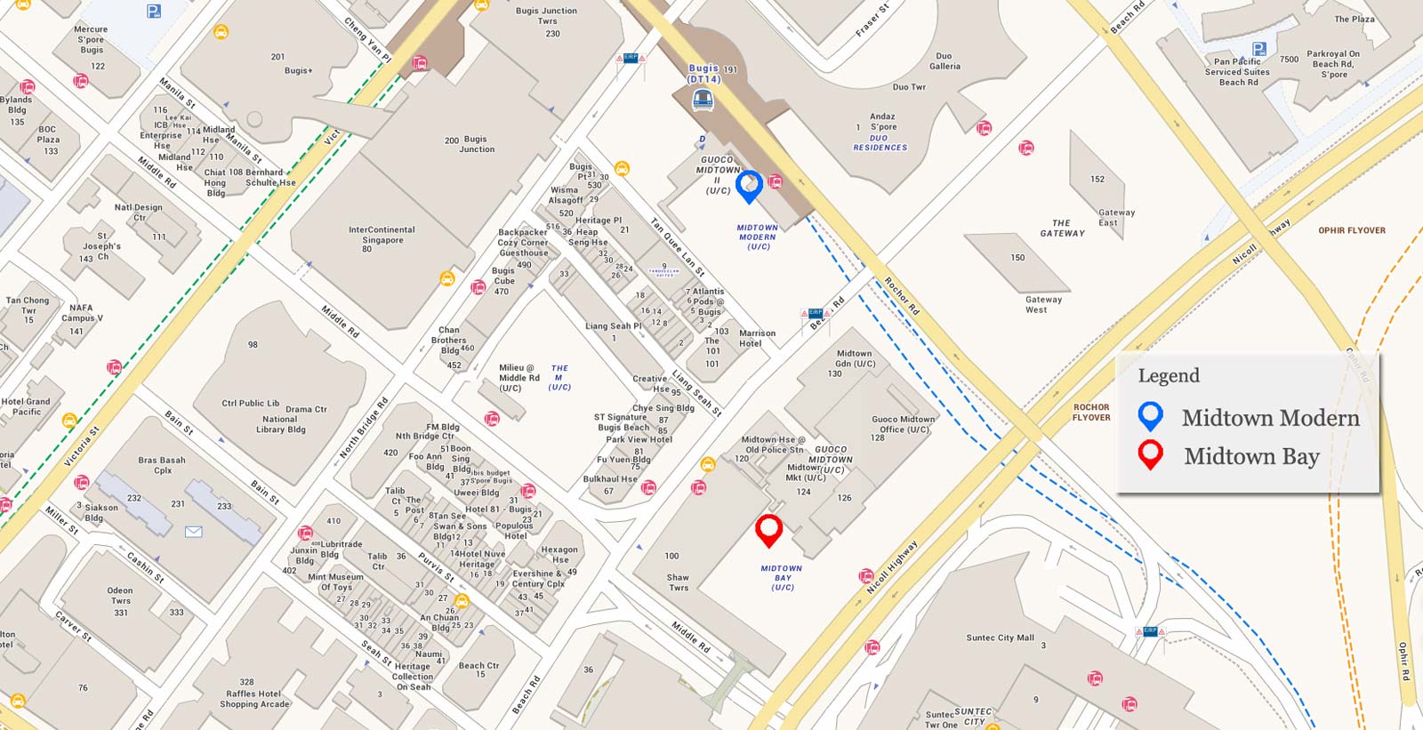 Midtown Modern (D07) Bugis new launch near Bugis Junction 3 Location Map of Midtown Modern (D07) Bugis New Launch