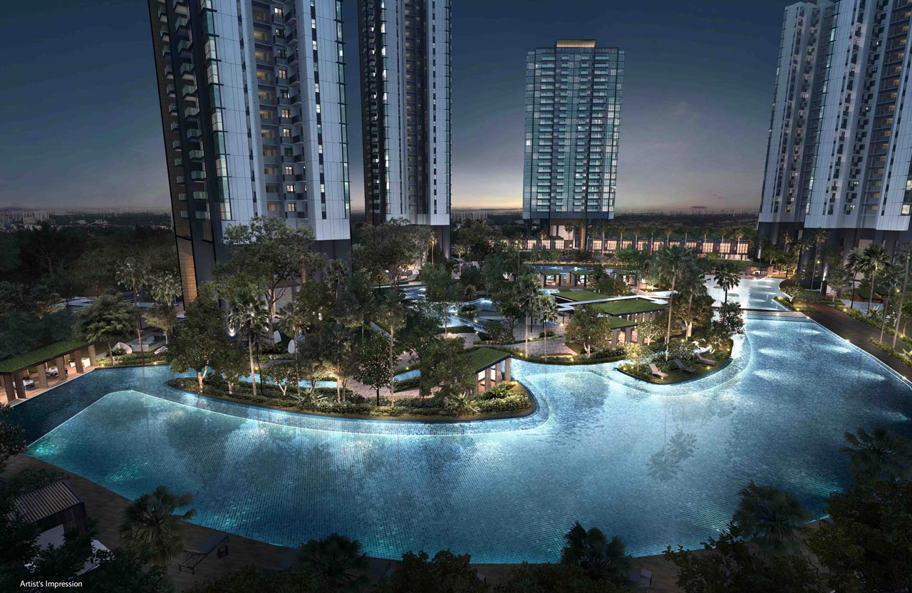 Normanton Park (D05) West Coast, Kent Ridge Park 4 Pools and Greennery at night, Location Map of Normanton Park Condo