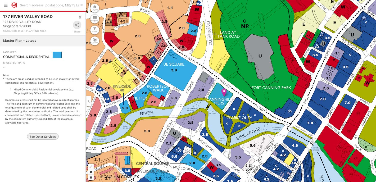 Canninghill Piers Location 2 Land use of Similar Sites 500m around Canninghill Piers Location with Legend
